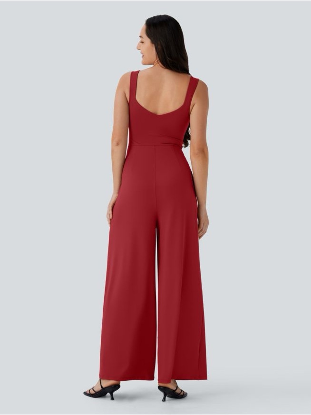 Halara Sleeveless Red Wide-Leg Jumpsuit - Picture 2 of 6
